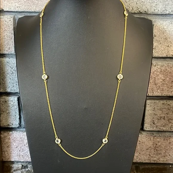 Vintage CROWN TRIFARI gold chain necklace with clear crystal accents - Picture 7 of 9